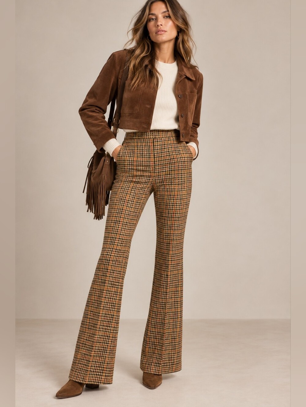 NWT TED BAKER London Eeliset High Waist Rise Flare Trousers In Houndstooth 8